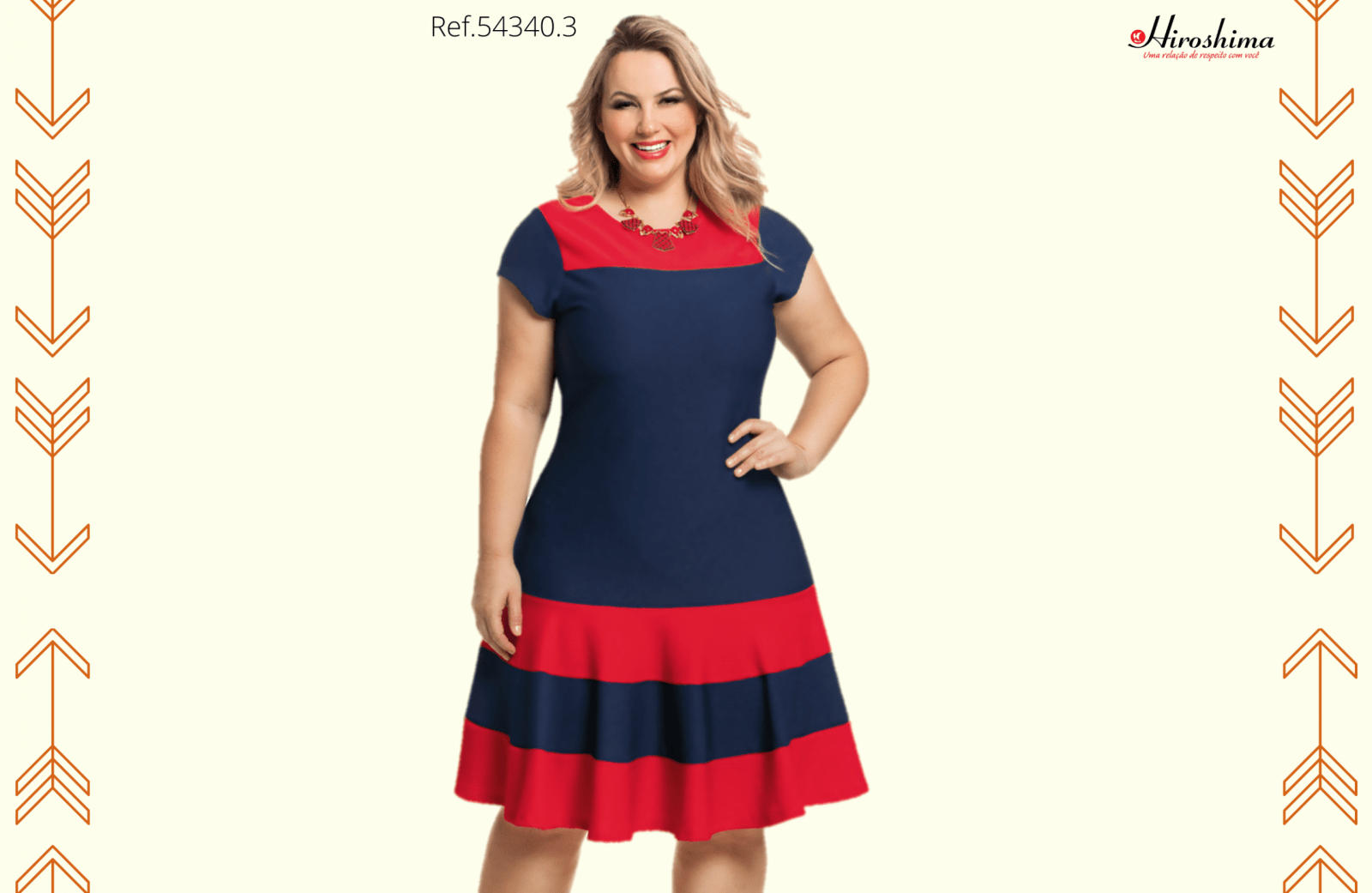 Conhecendo os principais estilos que sempre estão na moda - Vestido listrado vermelho e azul Ref.54340.3