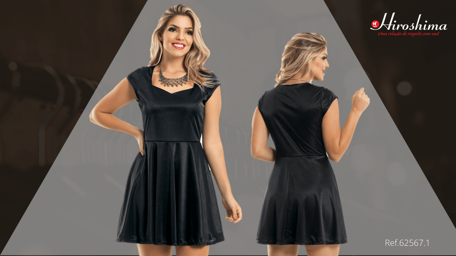 Vestido preto básico: beleza e simplicidade - vestido em cetim de malha ref 62567.1