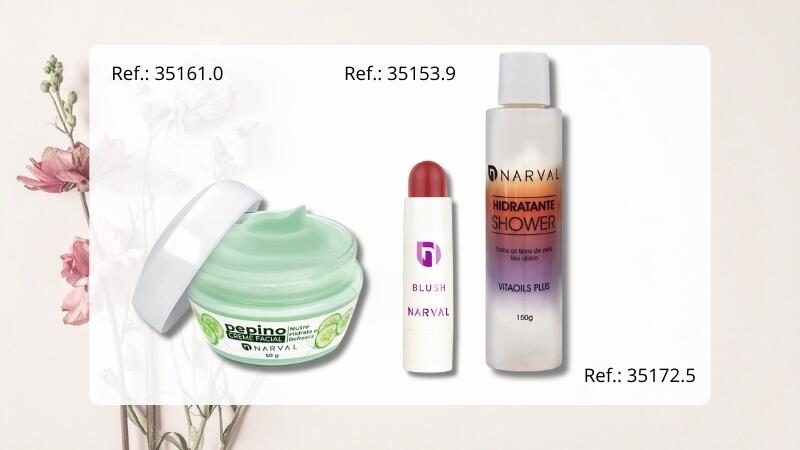 Tendências de Moda Verão 2026: peças Hiroshima, LARC e Narval que prometem vender o ano todo 4 Embalagens de produtos, creme hidratante de pepino, batom blush e hidratante em gel, ideais para manter a pele fresca e saudável durante o verão