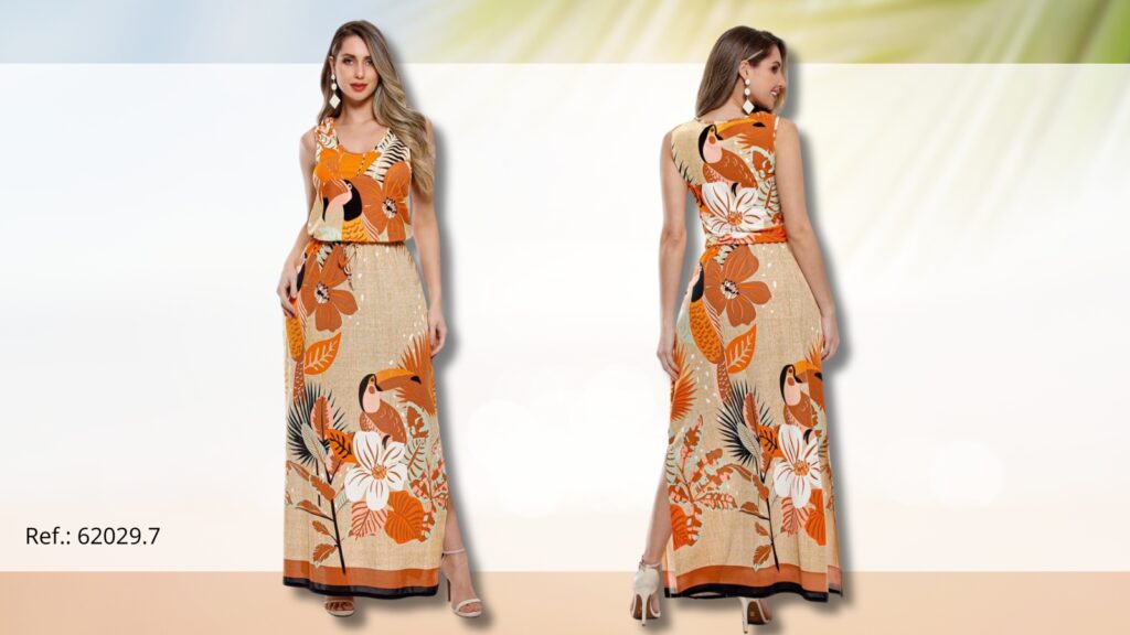 O Verão que Transforma: 5 Modelos Essenciais da Coleção Hiroshima 2 Vestido em Malha Crepe-Realce sua Silhueta com a Moda Tropical.